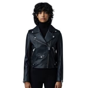 Mackage Baya-R Leather Biker Moto Jacket Black Size XS NEW